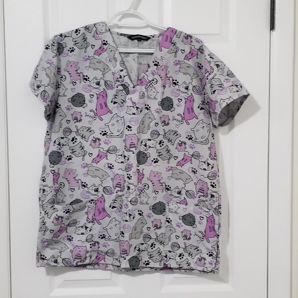 Samantha Mara cats scrub top size medium